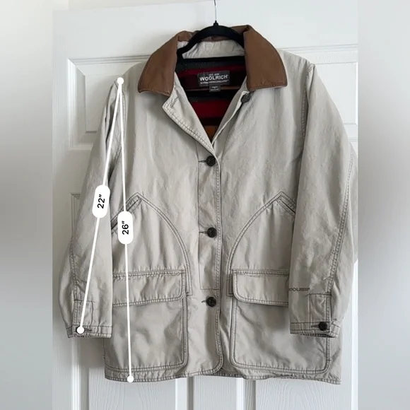 Woolrich Canvas Field Jacket | Fleece Lined | Leather Collar | Women’s M - Picture 8 of 10